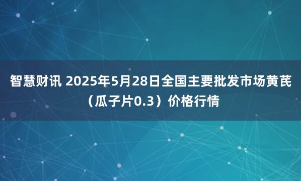 智慧财讯 2025年5月28日全国主要批发市场黄芪（瓜子片0.3）价格行情