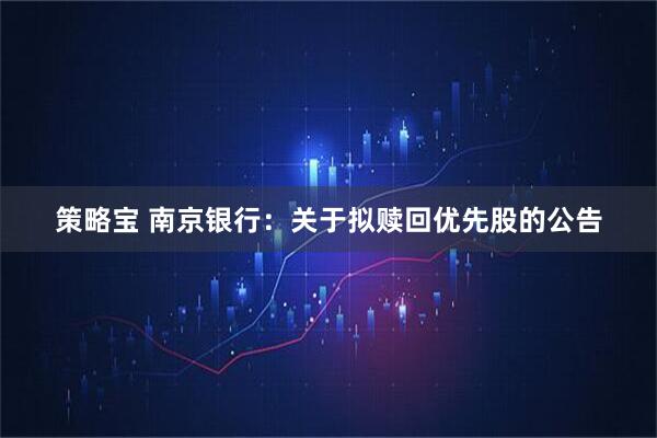 策略宝 南京银行：关于拟赎回优先股的公告
