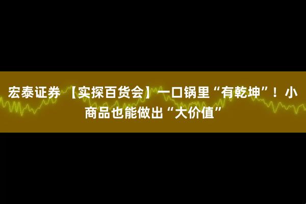宏泰证券 【实探百货会】一口锅里“有乾坤”！小商品也能做出“大价值”